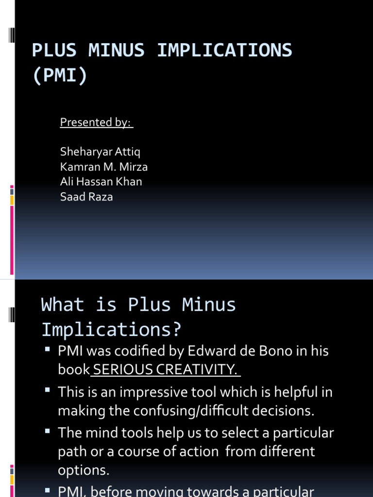 PMI Tool for Decision Making | PDF | Cognition