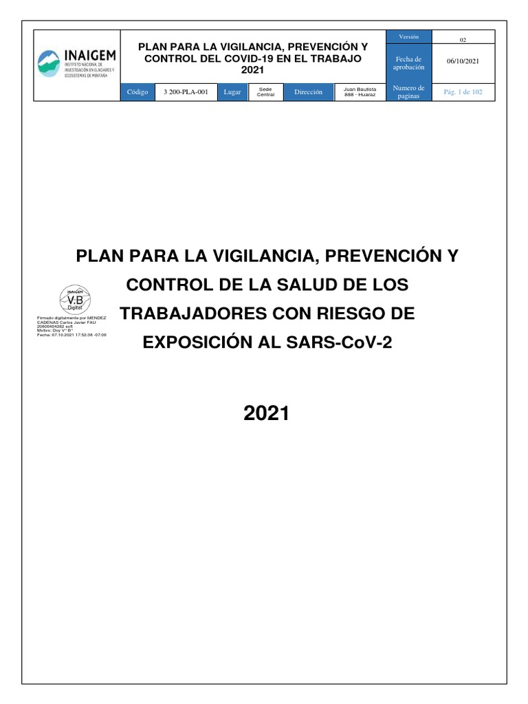 Plan para La Vigilancia, Prevencion y Control Del COVID-19 2021 v.2 (F ...