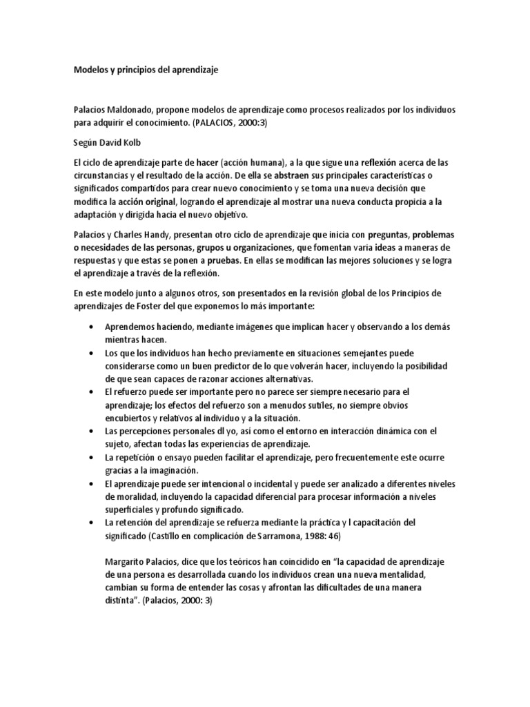Modelos de Aprendizaje y Creación de Conocimiento | PDF | Aprendizaje ...