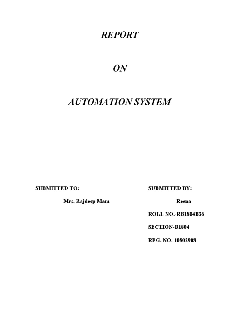 Report on Automation System | PDF