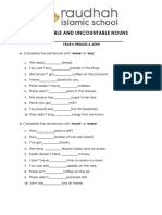 Exercise Countable & Uncountable (Some, Any, Much & Many)