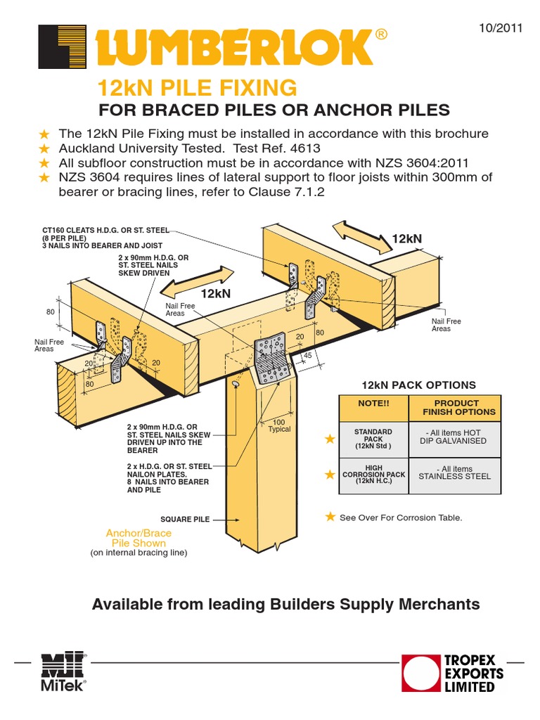 Lumberlok 12kN Pile Fixing PDF Deep Foundation Components