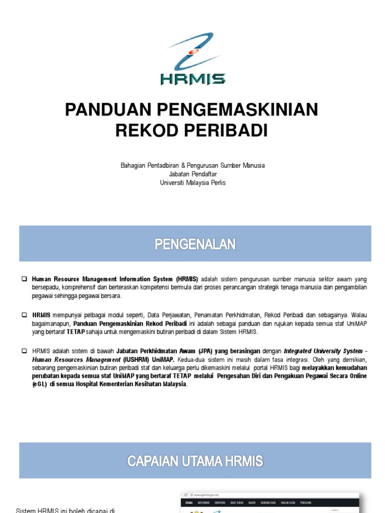 Panduan Pengemaskinian Rekod Peribadi Sistem Hrmis Pdf