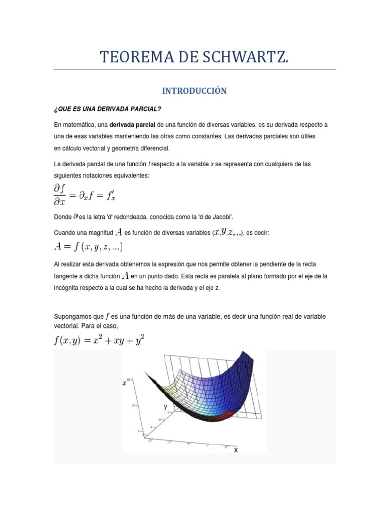 Teorema de Schwartz PDF Derivado Cálculo