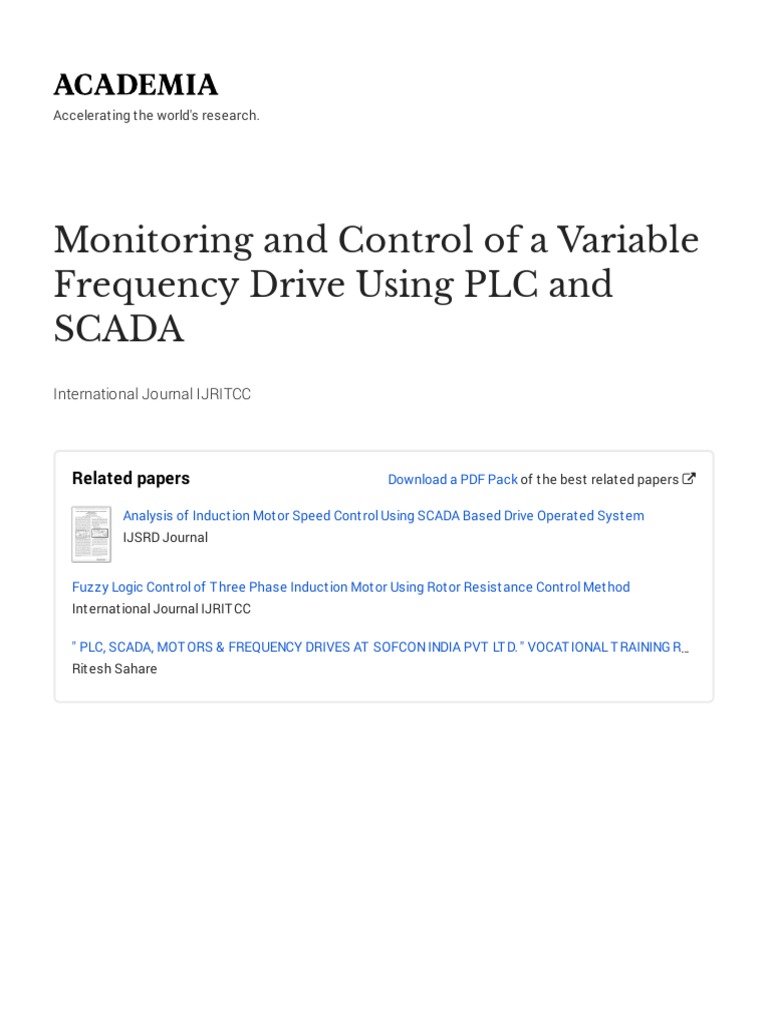 Monitoring and Control of A Variable Frequency Drive Using PLC and ...
