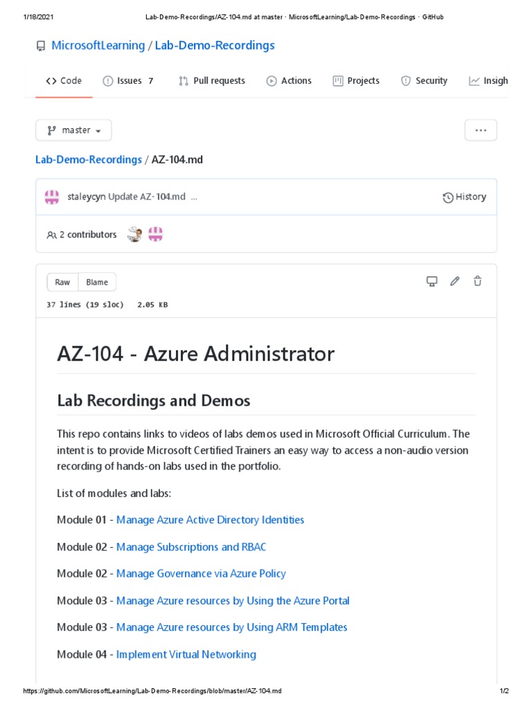 AZ-104 Lab Demos and Recordings | PDF