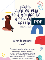 Health Teaching Plan To A Mother in A Pre-Natal Setting: Mercy Anne Ecat