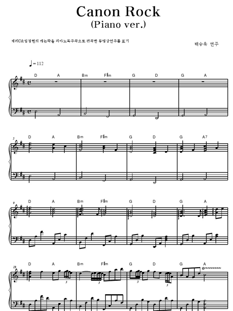 Canon Rock Piano Version Pdf