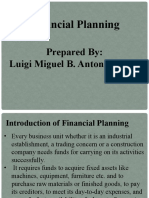Financial Planning: Prepared By: Luigi Miguel B. Antonio, MBA