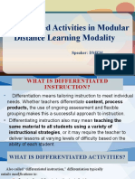 Differentiated Activities in Modular Distance Learning