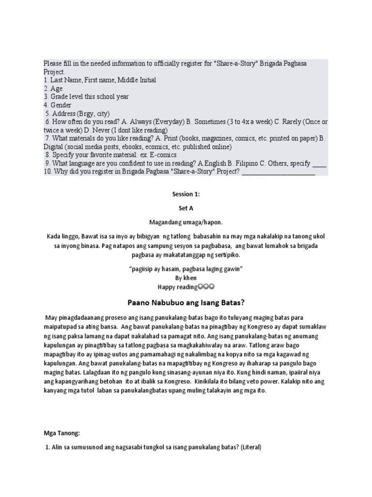 Brigada Pagpapabasa in Filipino | PDF