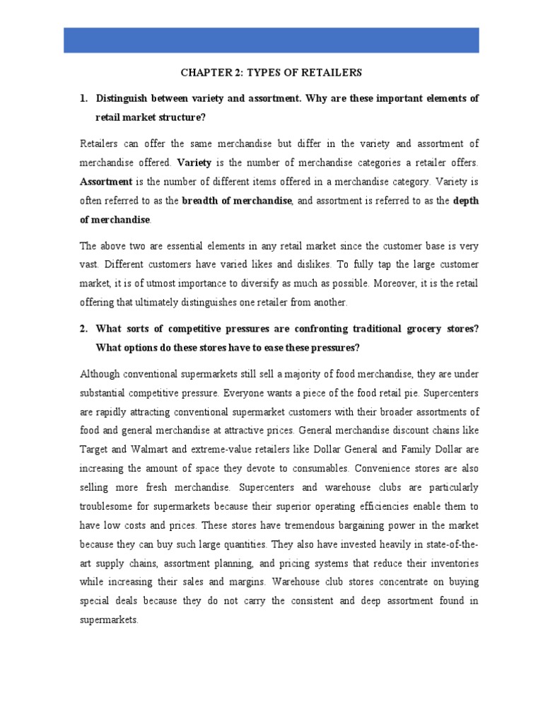 Chapter 2 Types of Retailers PDF Retail Supermarket