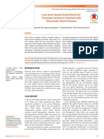 Low Dose Spinal Anaesthesia For Cesarean Section in Gravida With Rheumatic Heart Disease