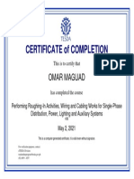 Performing Roughing-In Activities, Wiring and Cabling Works For Single-Phase Distribution, Power, Li - Certificate of Completion