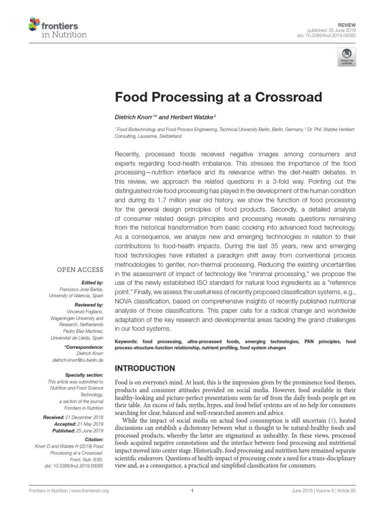 Food Processing Review PDF Foods Food Processing
