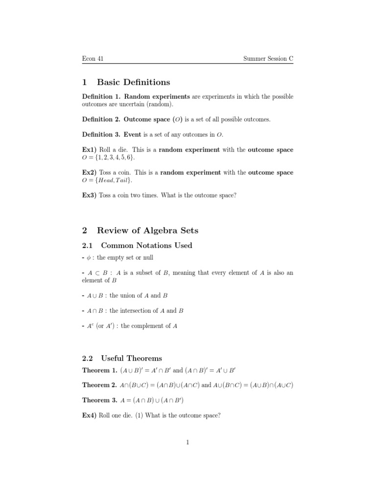 1 Basic Definitions: 2.1 Common Notations Used | PDF | Teaching Methods ...