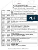 Academic Calendar Fall 2021