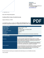 Conditional Offer of Study at Cranfield University: WWW - Cranfield.ac - Uk