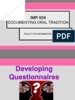 IMR 604: Documenting Oral Tradition Interview Structure