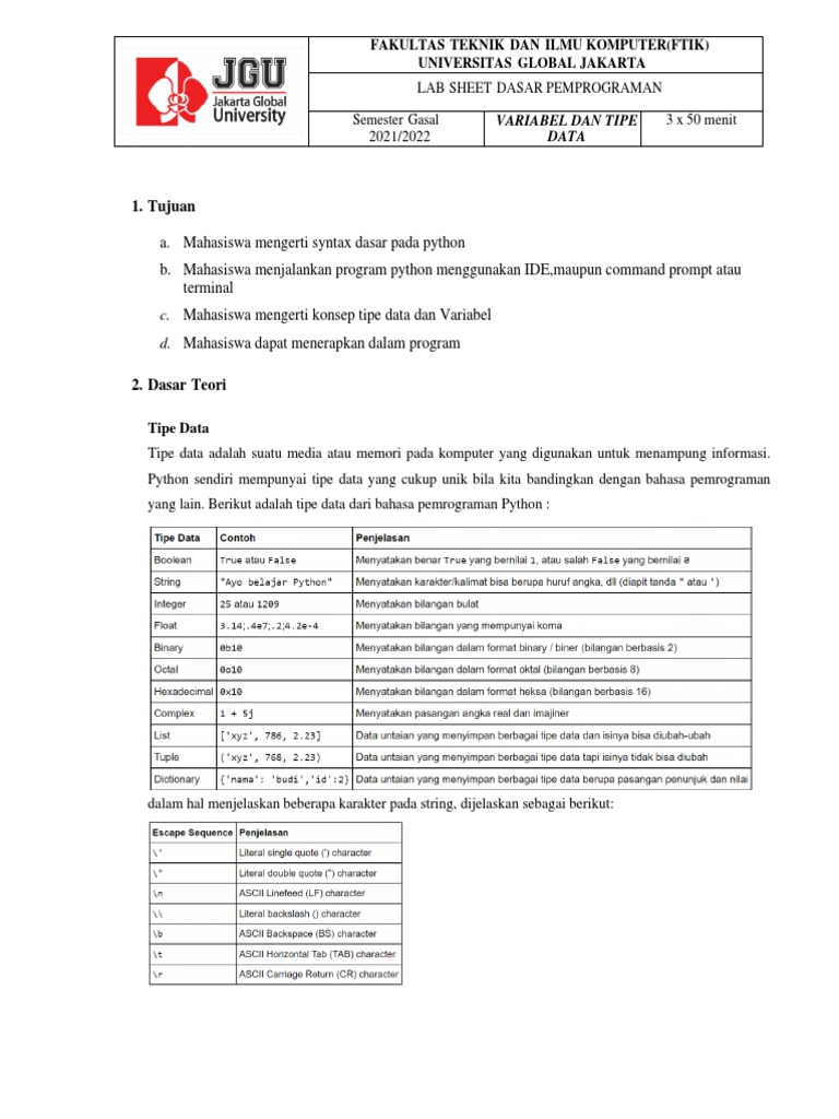 Variabel dan Tipe Data dalam Python | PDF