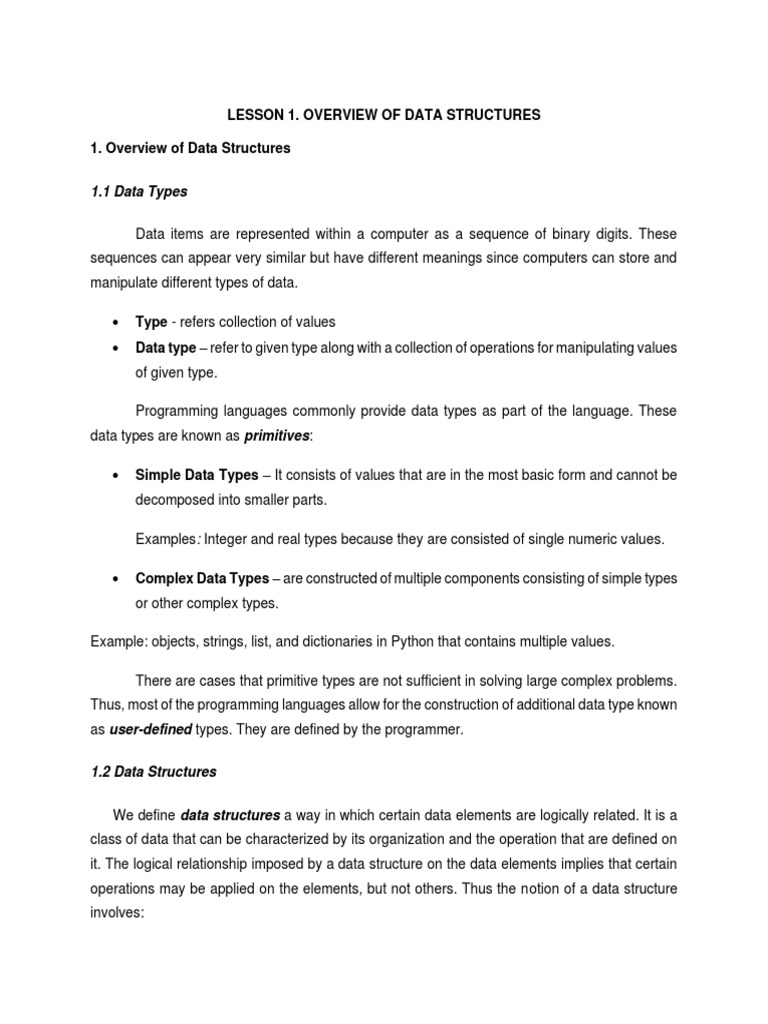 Overview of Data Structure | PDF | Data Type | Data Structure