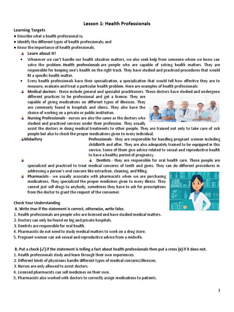 Overview of Health Professionals and Facilities | PDF | Health ...