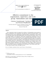 Affective Commitment To The Organization, Supervisor, and Work Group: Antecedents and Outcomes