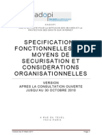 Spécifications fonctionnelles des moyens de sécurisation