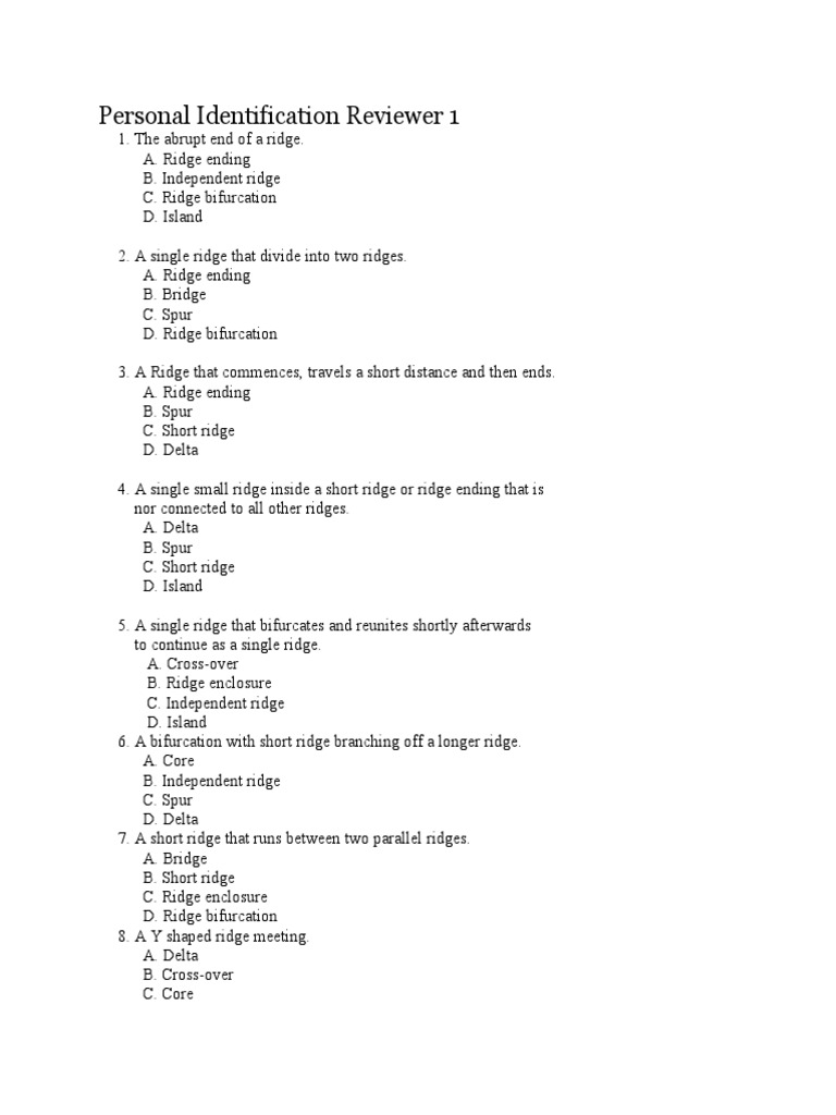 Personal Identification Reviewer 1 | PDF | Fingerprint | Forensics