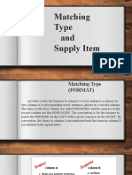 Matching Type and Supply Item