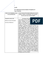 Journal Article Annotation #4 Title of The Journal Article: Exploring Pre-Service Teachers' Perceptions of Preparedness For Teaching in Indonesia