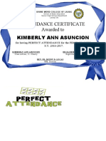 Attendance Certificate Awarded To Kimberly Ann Asuncion