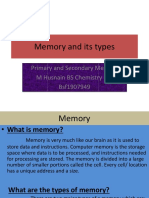 Memory and Its Types: Primary and Secondary Memory M Husnain BS Chemistry 4th Bsf1907949