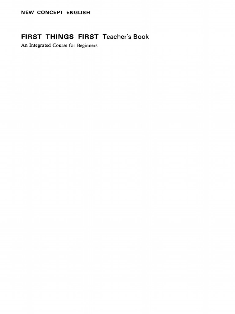 Alexander LG First Things First Teachers Book | PDF