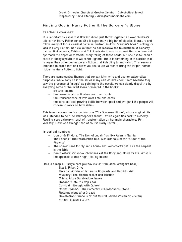 Sorcerers Stone PDF Harry Potter Religion And Belief