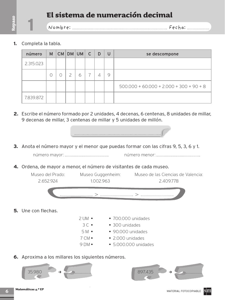 Repaso de Matemáticas 4.º EP: Ejercicios y Actividades | PDF | División ...
