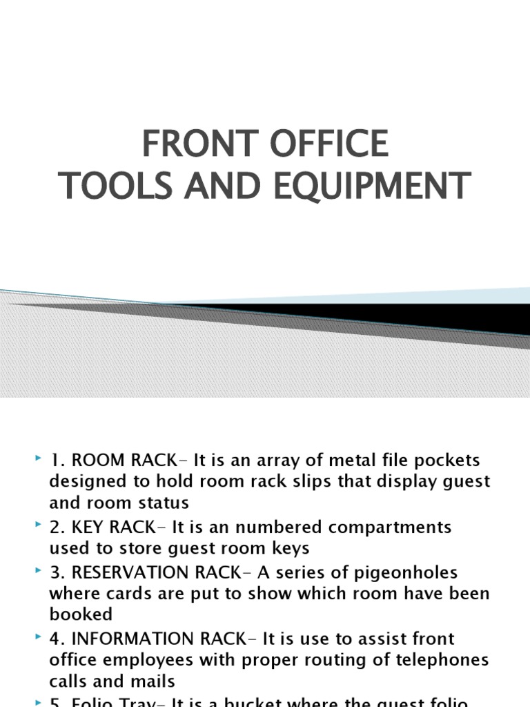 Front Office Tools and Equipment PDF
