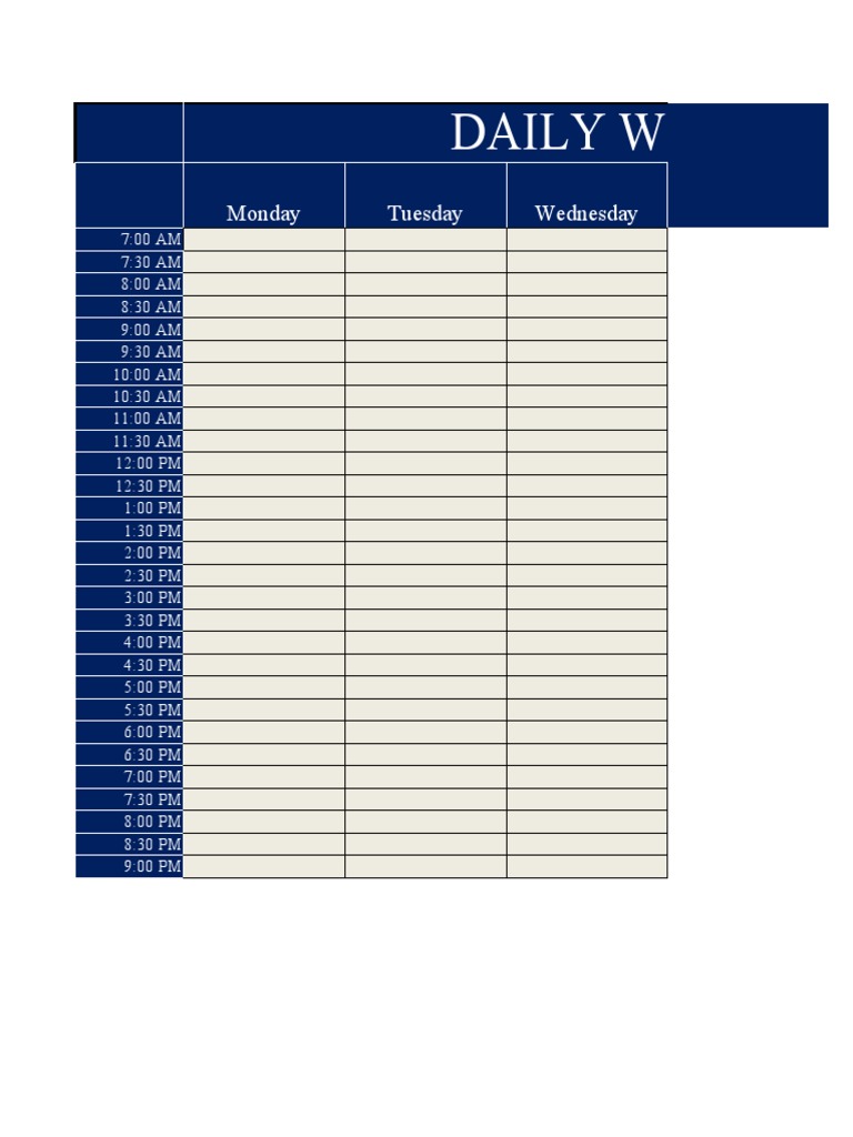 Daily Schedule Excel Template | PDF