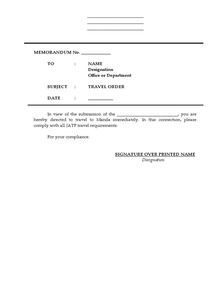 Travel Order Template PDF