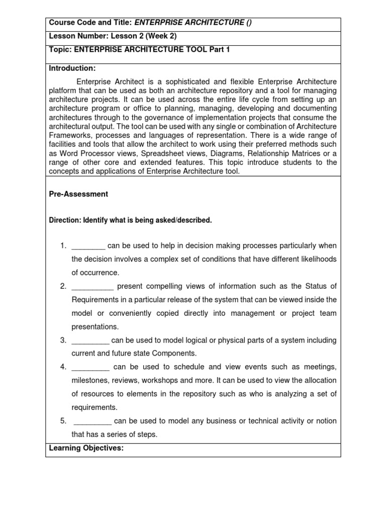Enterprise Architecture Tool Overview | PDF | Unified Modeling Language ...
