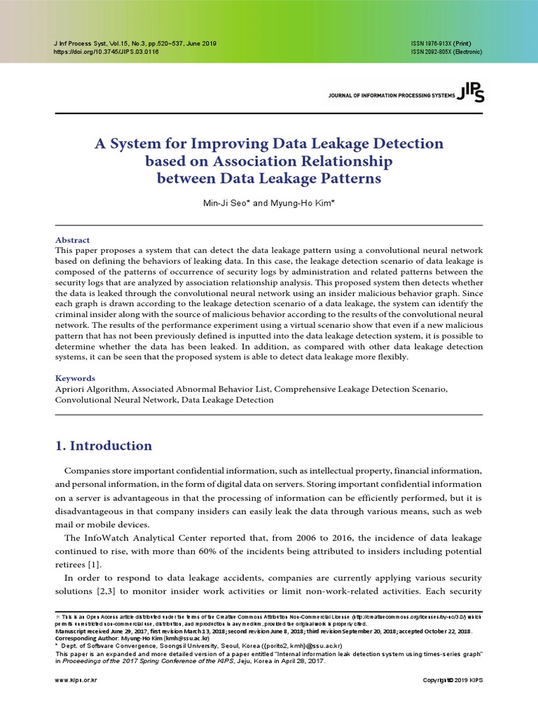 A System For Improving Data Leakage Detection Based On Association ...