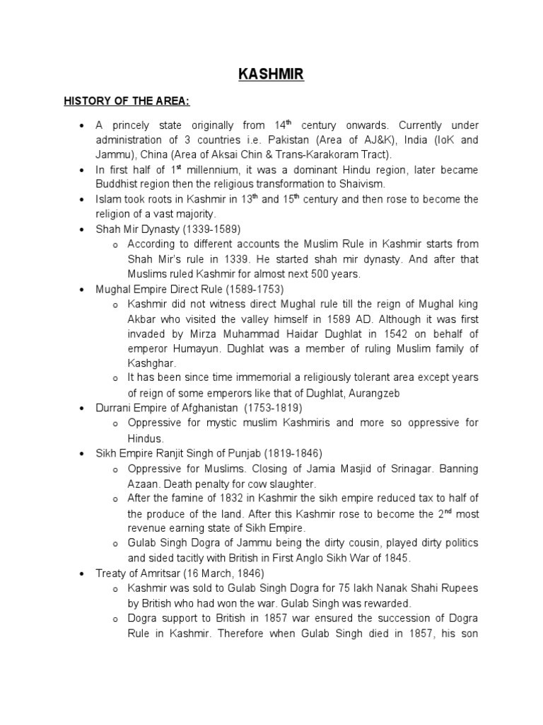 A Comprehensive History of the Kashmir Conflict and its Ongoing