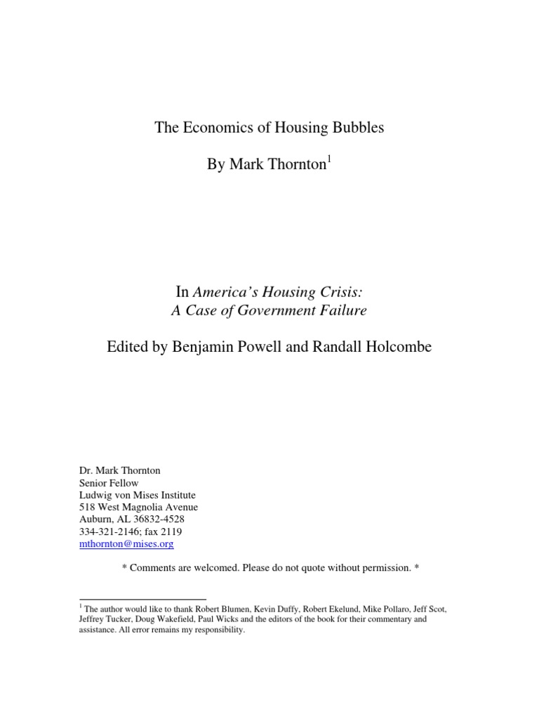 Economics of Housing Bubbles Explained | PDF | Economic Bubble | United ...