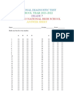 Answer Sheet Regional Diagnostic Test