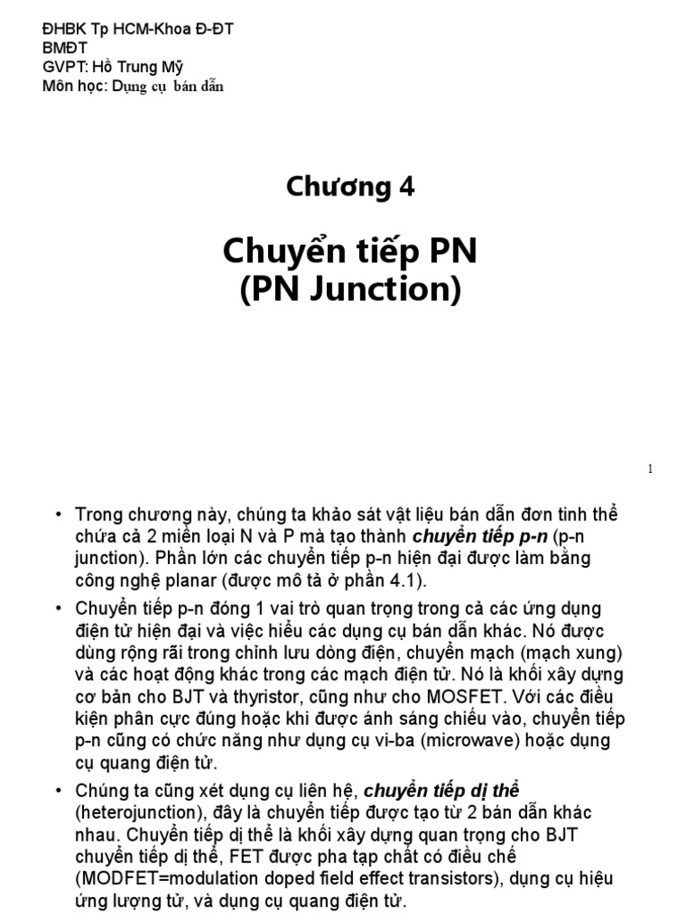Chương 4: Chuyển tiếp PN (PN Junction) | PDF
