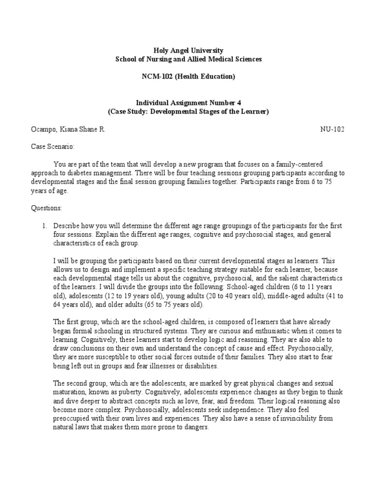 Health Education Assignment: Diabetes Program | PDF | Adolescence | Adults
