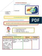 DIA 1 SESION DE APRENDIZAJE El Calentamiento Global en Mi Comunidad.