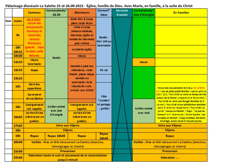 Pèlerinage La Salette 2021 : Programme | PDF | Culte | Rituels religieux