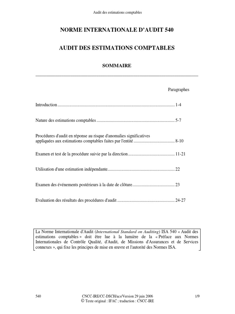 Isa 540 | PDF | Audit | Comptabilité