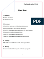 Final Test: English in Mind (1A)
